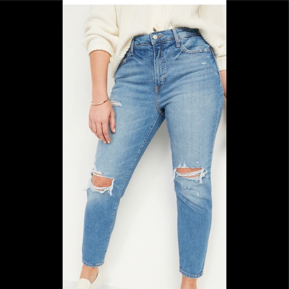 High-Waisted OG Straight Light-Wash Ripped size 18